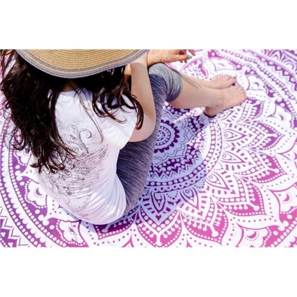 Set of 2 Mandala Blanket or Boho Mandala Tapestry or Round Bohemian Decoration - Picture 4 of 7